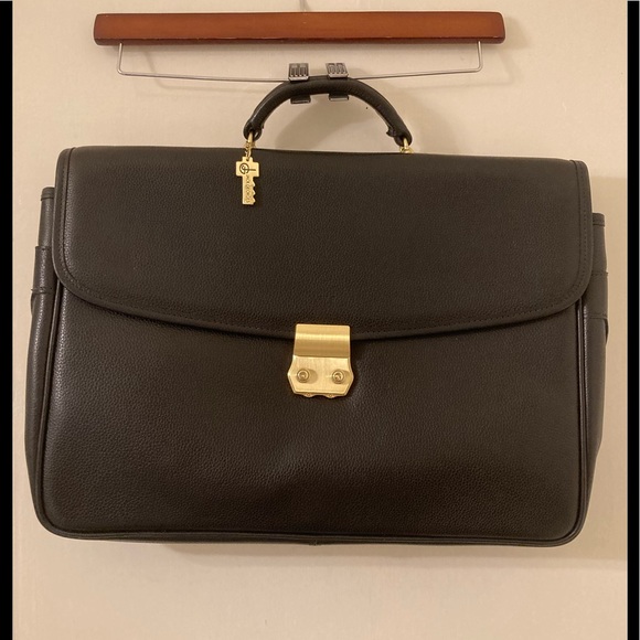 New Jack Georges Briefcase genuine Leather locking. Black. NWOT. Unisex. - Picture 1 of 16